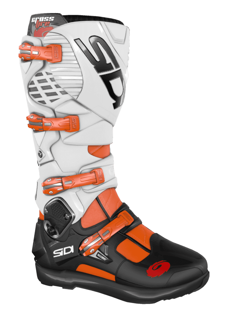 White / Orange / Black Motorcycle Boots